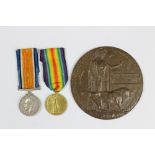 A World War One pair and death plaque to G-30504 Pte E. G. Palmer R. W.