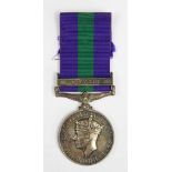 A General Service Medal 1918-1962 to 4118267 Pte M. Leeder, Ches.