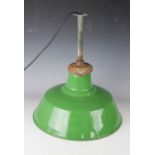 A Smithlite Industrial light fitting, with green enamelled shade,