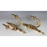 A set of four Adam style gilt brass twin branch wall lights,