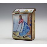 A 19th century French enamel and brass vesta case,