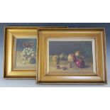 C H Bennett - English School, Pair of oils on canvas, Still life studies of fruit,