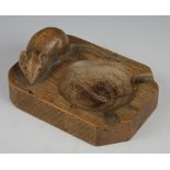 A Robert 'Mouseman' Thompson carved oak ash tray,