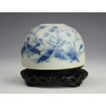 A Chinese blue and white brush pot, Qianlong seal mark,