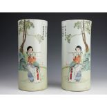 A pair of Chinese famille verte vases,