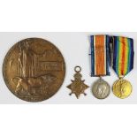 A World War One trio and death plaque to 12208 Pte. T. W.