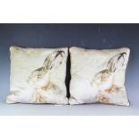 A pair of Voyage Maison velvet cushions, each depicting a hare, tweed backed,