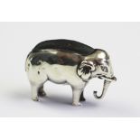 An Edwardian novelty silver pin cushion, C & Co, Birmingham 1906, modelled as an elephant standing,