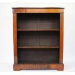 A Victorian inlaid walnut dwarf open bookcase, with adjustable shelves, on plinth base,