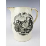 An 18th century Liverpool creamware jug, possibly Herculaneum,