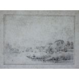 Manner of Jean Pillement (French 1728-1808), Pencil sketch, River scene,