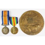 A World War One pair and death plaque to 147458 Pte J.