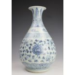 A Chinese blue and white vase, Ming style,