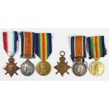 Two World War I trios, comprising 1914-15 Star, BWM and VM, to 16042 Pte B. G. Dawson, R.