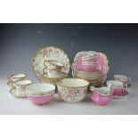 A Paragon La Rosa part tea service comprising; seven teacups and eight saucers,