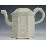 A 19th century English Queensware type teapot,