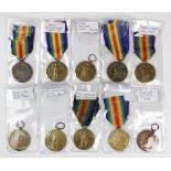 Ten World War I Victory Medals, comprising, 1136 Dvr W. Lee R.A; 220331 Pnr W. L. Hassall R.