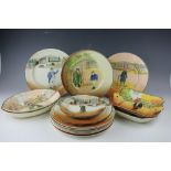 A large selection of Royal Doulton Dickens ware comprising; eight plates 26.5cm diameter, Mr.
