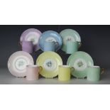 Six pairs of Shelley china coffee cans and saucers,