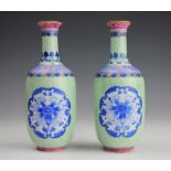 A pair of small Chinese vases, Yonzheng four character,