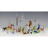 A collection of Lamp Works glass animals and models, to include horses, cats, snakes, dogs,