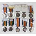 Ten World War I British War Medals, comprising, RTS-6174 Pte D. R. Mill A.S.C; SS-8587Pte S. R.