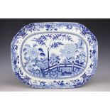 A Davenport blue and white decorated meat plate,