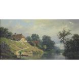 Otto Scherfling (German 1828-1881), Pair of oils on canvas, River scenes,