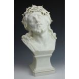 A 19th century parian bust of Christ 'Ecce Homo!', numbered 1270,