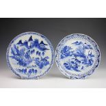 Two Chinese blue and white plates,