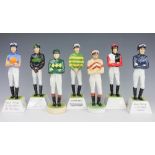 A collection of five Hallow Worcester figures of racing jockeys, comprising Tony McCoy,