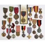 A collection of World War I and later French and Belgian medals and orders,