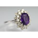 An amethyst and diamond cluster ring,