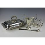A selection of plated wares comprising; a six division toast rack, 16cm high, a tureen and cover,