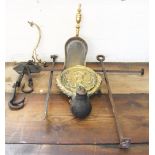 A selection of assorted metal wares, to include; a cast iron sack weight, a cast brass door knocker,