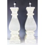 A large pair of contemporary table lamps, each of square baluster form,