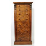 A modern burr walnut faux Wellington chest, with two cupboard doors,