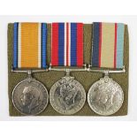 A World War One and Two medal group of three to 51697 A-Cpl J. J. Shaw Vet Cps A. I.