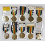 Ten World War I Victory Medals, comprising, 11281 Pte J. A. Trott Lan Fus; 3103 Pte I. Evans S.