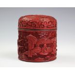 A Chinese cinnabar lacquer box and cover,