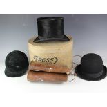 A Robert Heath mole skin top hat, internal aperture 15.