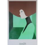 Amleto Della Costa, Pair of colour prints, Stylised female figures, 58cm x 39cm,