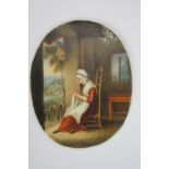A 19th century oval miniature, watercolour on ivory,