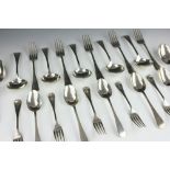 A canteen of Edwardian silver Old English pattern cutlery, John Round and Son, Sheffield,