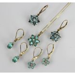 A collection of blue/green stone set jewellery,