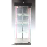 A modern revolving shop display cabinet, with three shelves, 77cm H x 30cm.