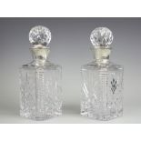 A pair of silver mounted decanters and stoppers, Peter John Doherty, Birmingham 1981,