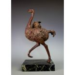 A 20th century bronze model of an Ostrich in the manner of Joseph Franz Pallenberg,