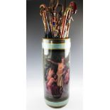 A 19th century style stick stand, printed with a classical scene of Diana and maidens in a wood,