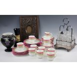 A Royal Worcester part coffee service, with pink rim,